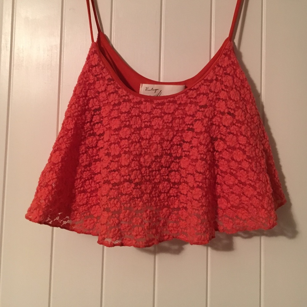 Orange floral crop top